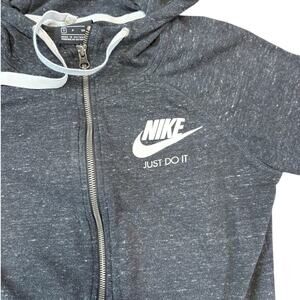 Nike Women's Gray Full Zip Hoodie White Swoosh Size Small